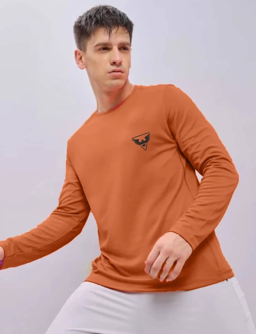     			TISSORA Men Cotton Blend Regular Fit Solid T-Shirt ( Orange )