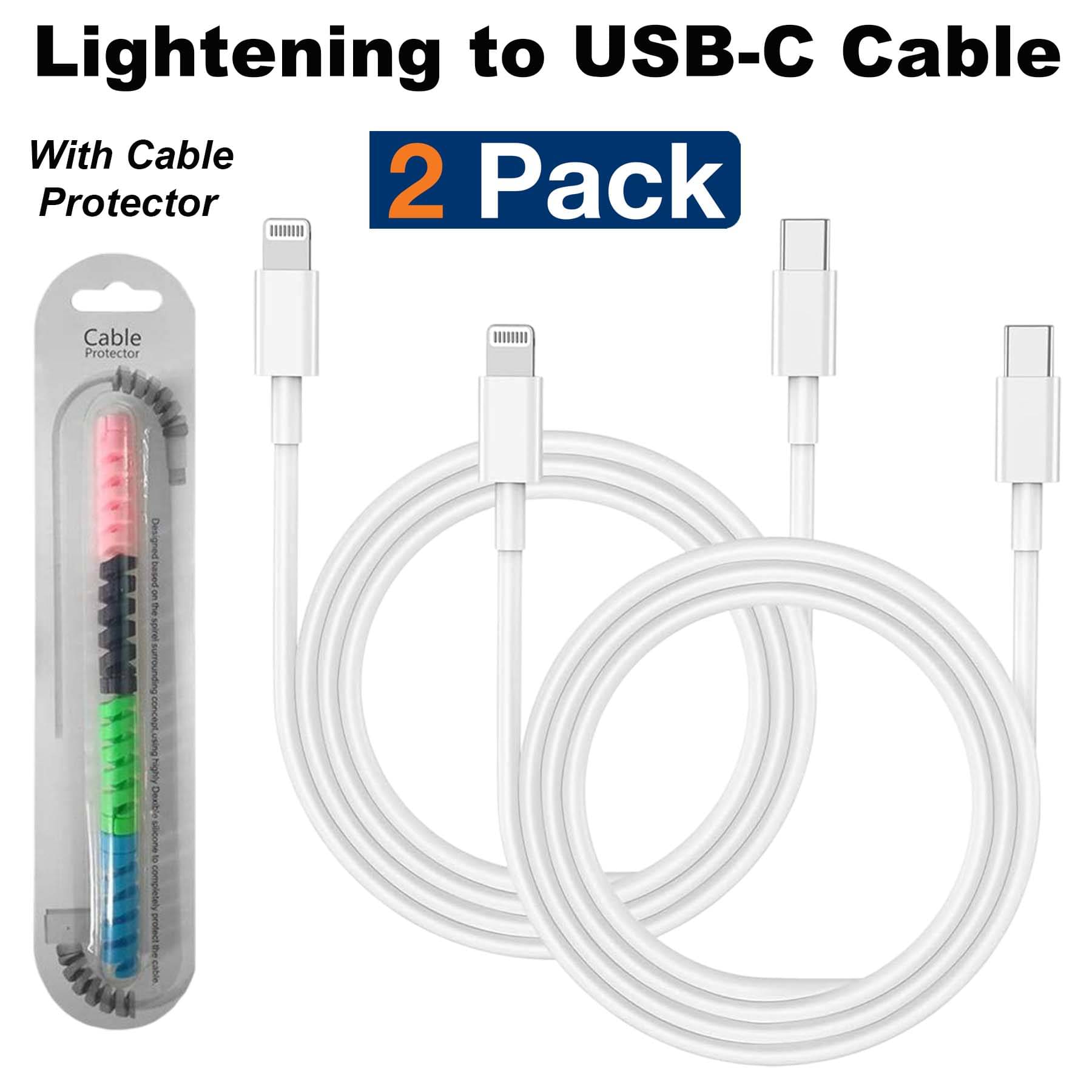     			Type C to Lightening Cable, Fast Charging Lightening Cable for I-phone and IOS Devices, 3A Lightening Cable 1 Meter - 2 Pack
