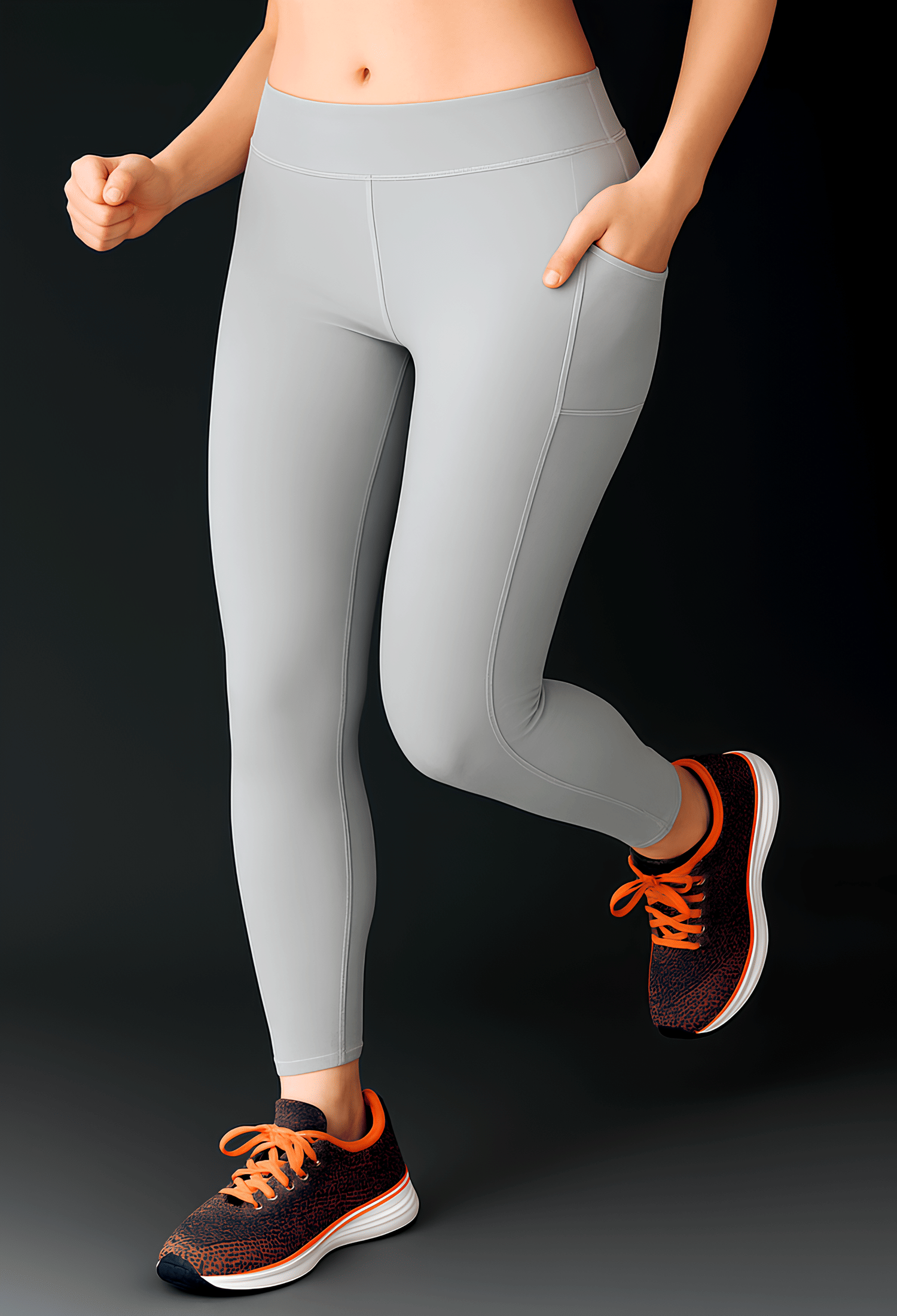     			WUGO Grey Polyester Solid Tights - Single