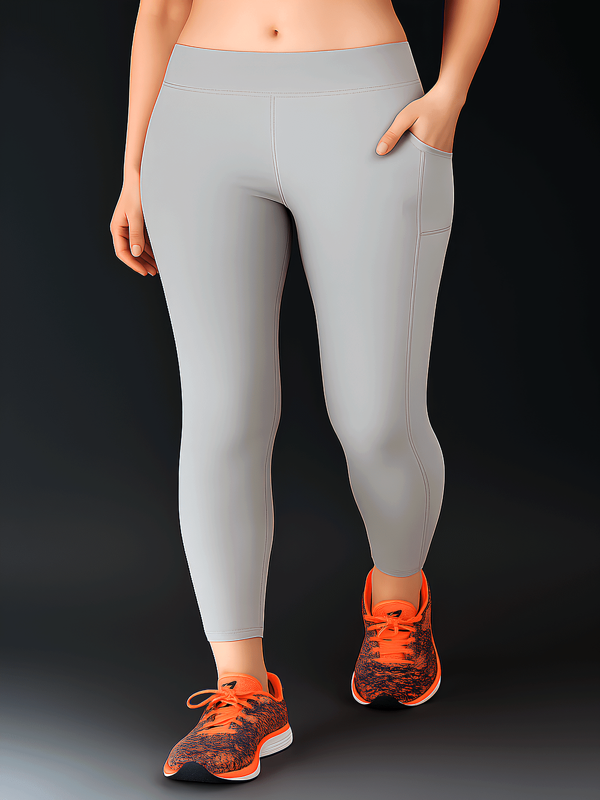     			WUGO Grey Polyester Solid Tights - Single
