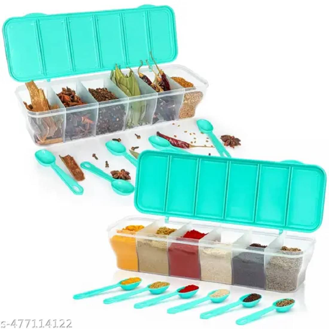     			Weizny Plastic Aqua Green Spice Container ( Set of 2 )