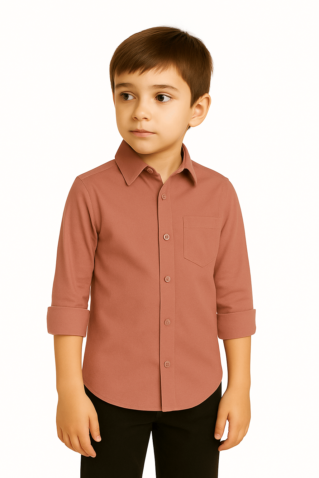 ZAKAR STYLE Pack of 1 Boys Cotton Blend Full Sleeves Shirt ( Peach )     			ZAKAR STYLE Pack of 1 Boys Cotton Blend Full Sleeves Shirt ( Peach )