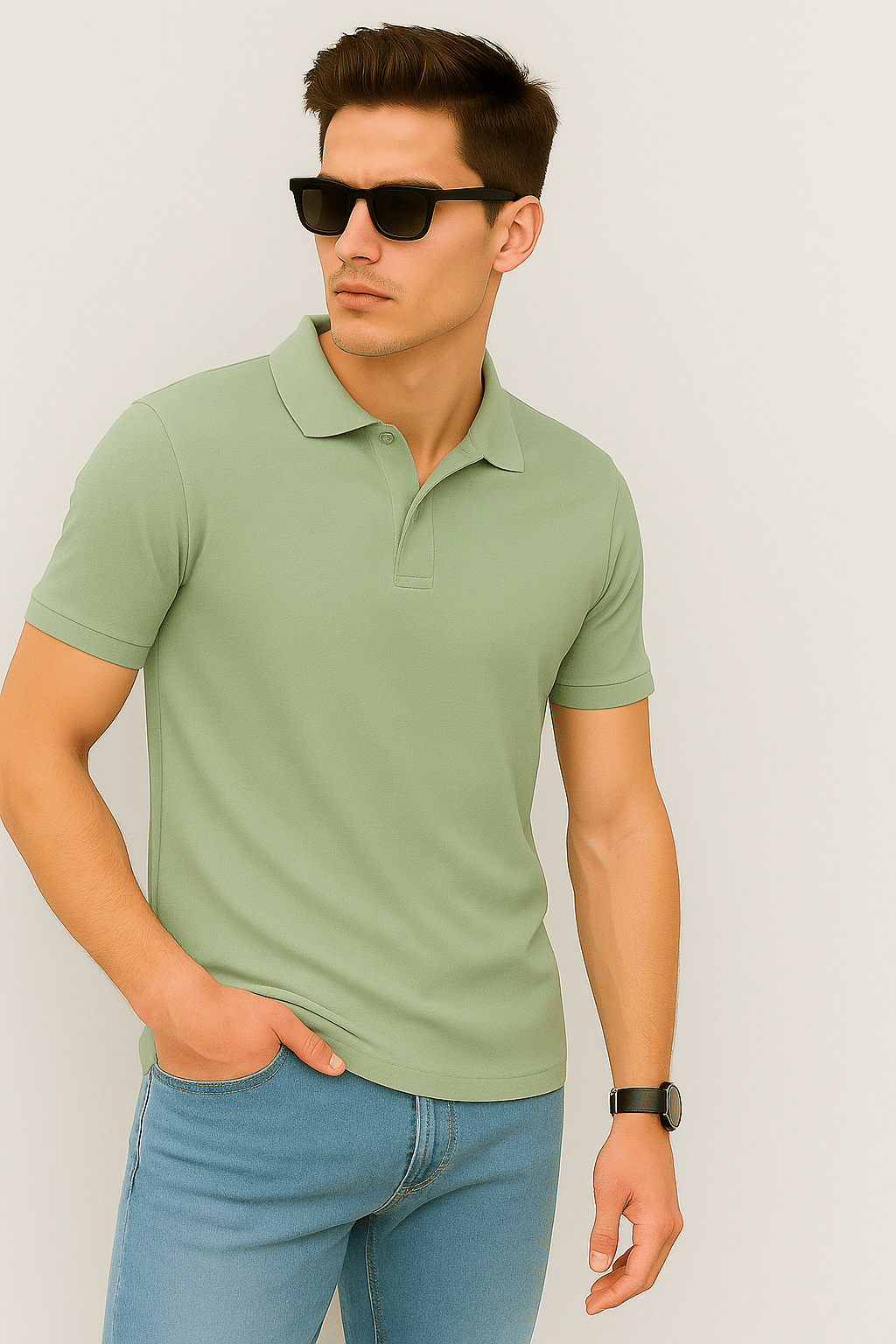     			ZEBULUN Men Cotton Blend Regular Fit Solid Polo T Shirt ( Mint Green )
