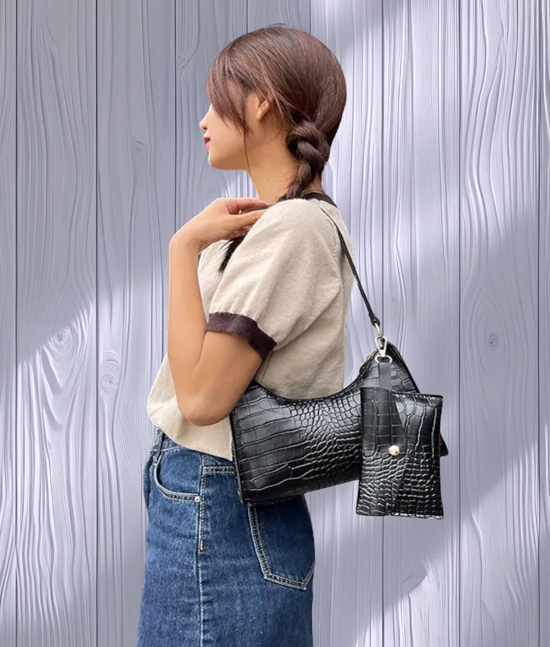     			gufrina Shoulder Bag PU Set of 1 ( Black )