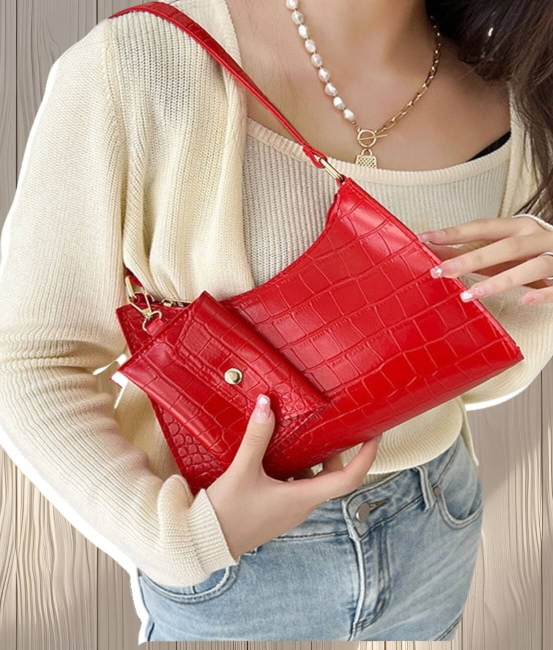     			gufrina Shoulder Bag PU Set of 1 ( Red )