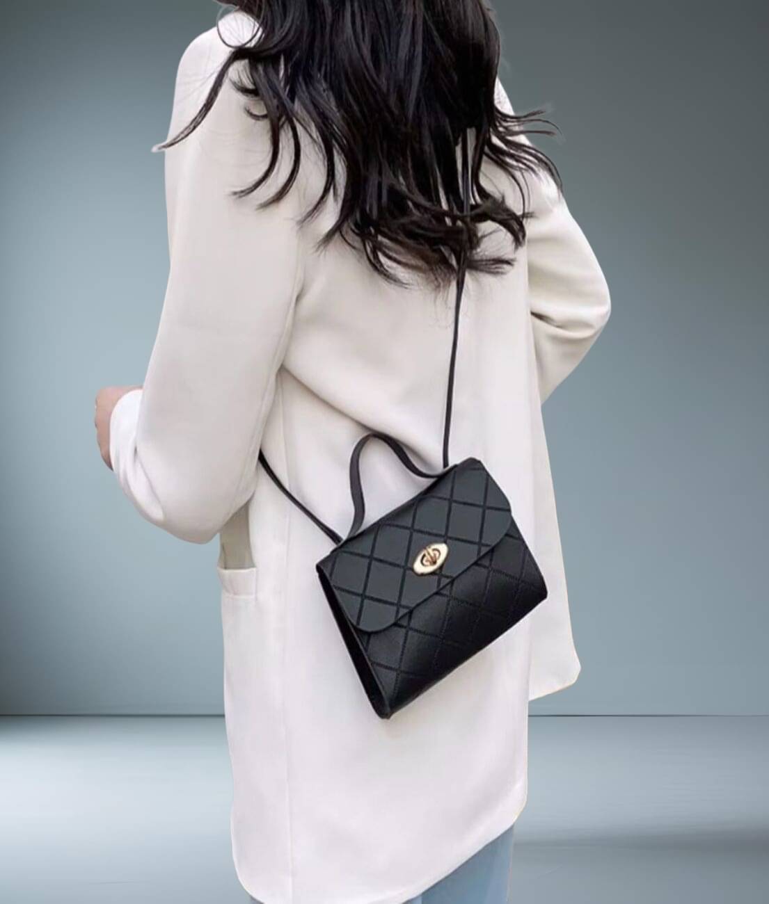     			gufrina Sling Bag PU Set of 1 ( Black )