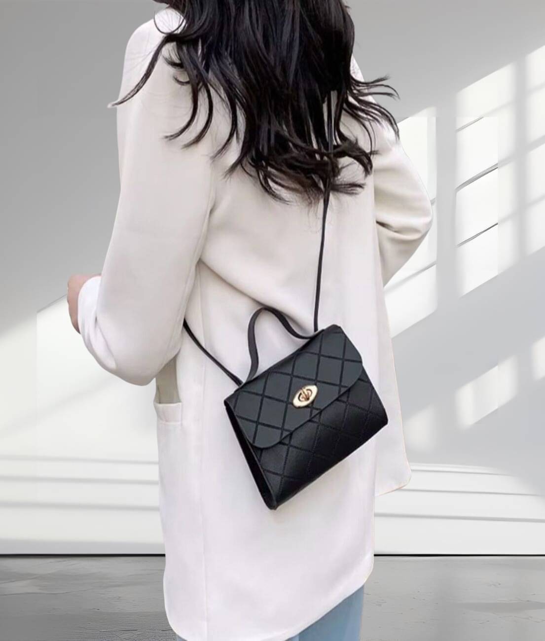     			gufrina Sling Bag PU Set of 1 ( Black )