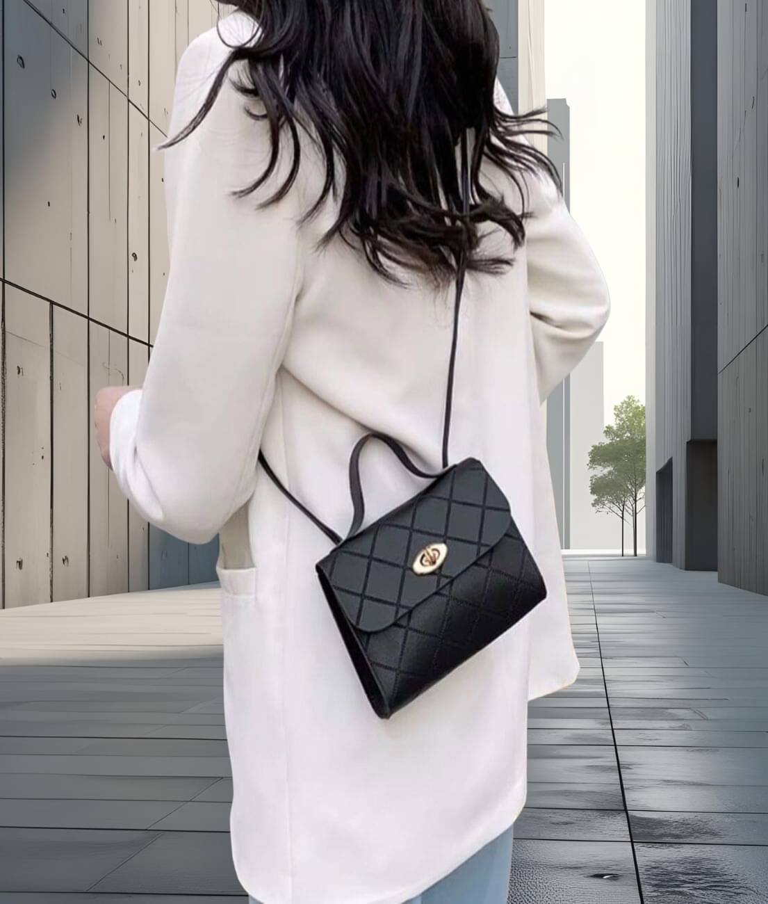     			gufrina Sling Bag PU Set of 1 ( Black )