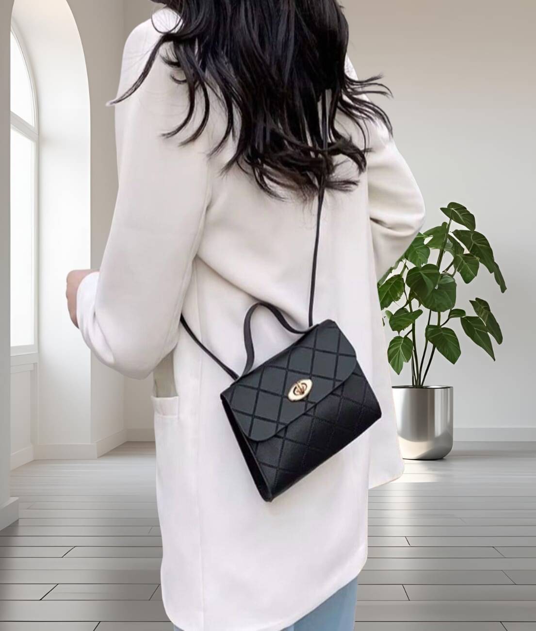     			gufrina Sling Bag PU Set of 1 ( Black )