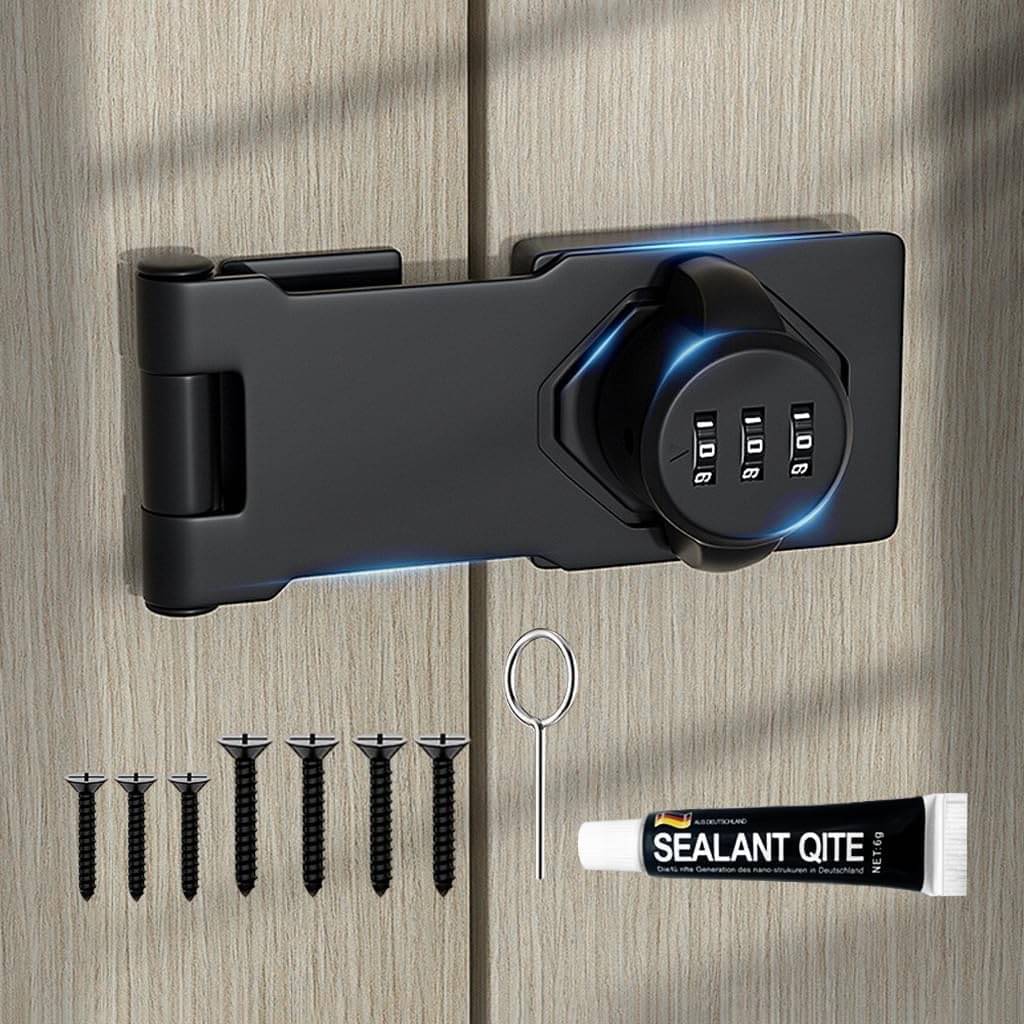 sakimo 3-Digit Cabinet Password Lock | Keyless Security Lock with Sealant & Screws | for Drawers, Cupboards & Doors | No Key Required | Easy to Install | Strong Alloy Body sakimo 3-Digit Cabinet Password Lock | Keyless Security Lock with Sealant & Screws | for Drawers, Cupboards & Doors | No Key Required | Easy to Install | Strong Alloy Body