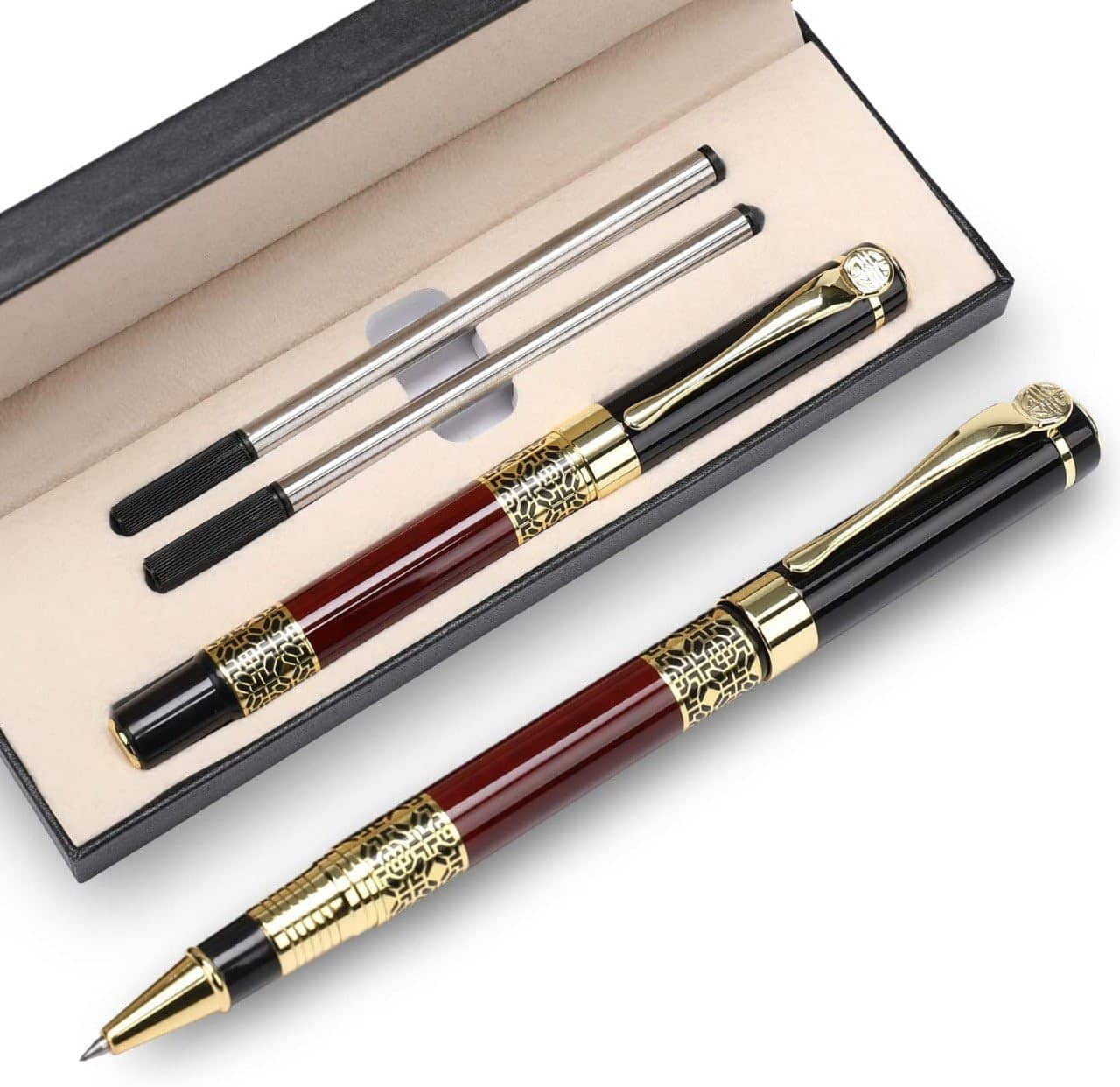 sakimo Premium Metal Ball Pen Gift Set with 2 Extra Refills – Luxury Executive Pen in Gift Box Royal Ball Pen for Men & Women – Stylish Gold Finish Pen with Refills & Gift Box High-Quality Ballpoint Pen Gift Set – Smooth Writing Pen with Stylish Box - Stationery | Buy online on ZillyBuy