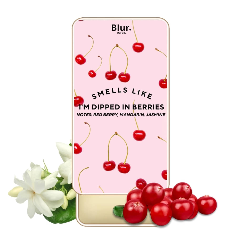 BLUR India Smells Like I'm Dipped In Berries Solid Perfume Notes: Red Berry, Mandarin, Jasmine BLUR India Smells Like I'm Dipped In Berries Solid Perfume Notes: Red Berry, Mandarin, Jasmine
