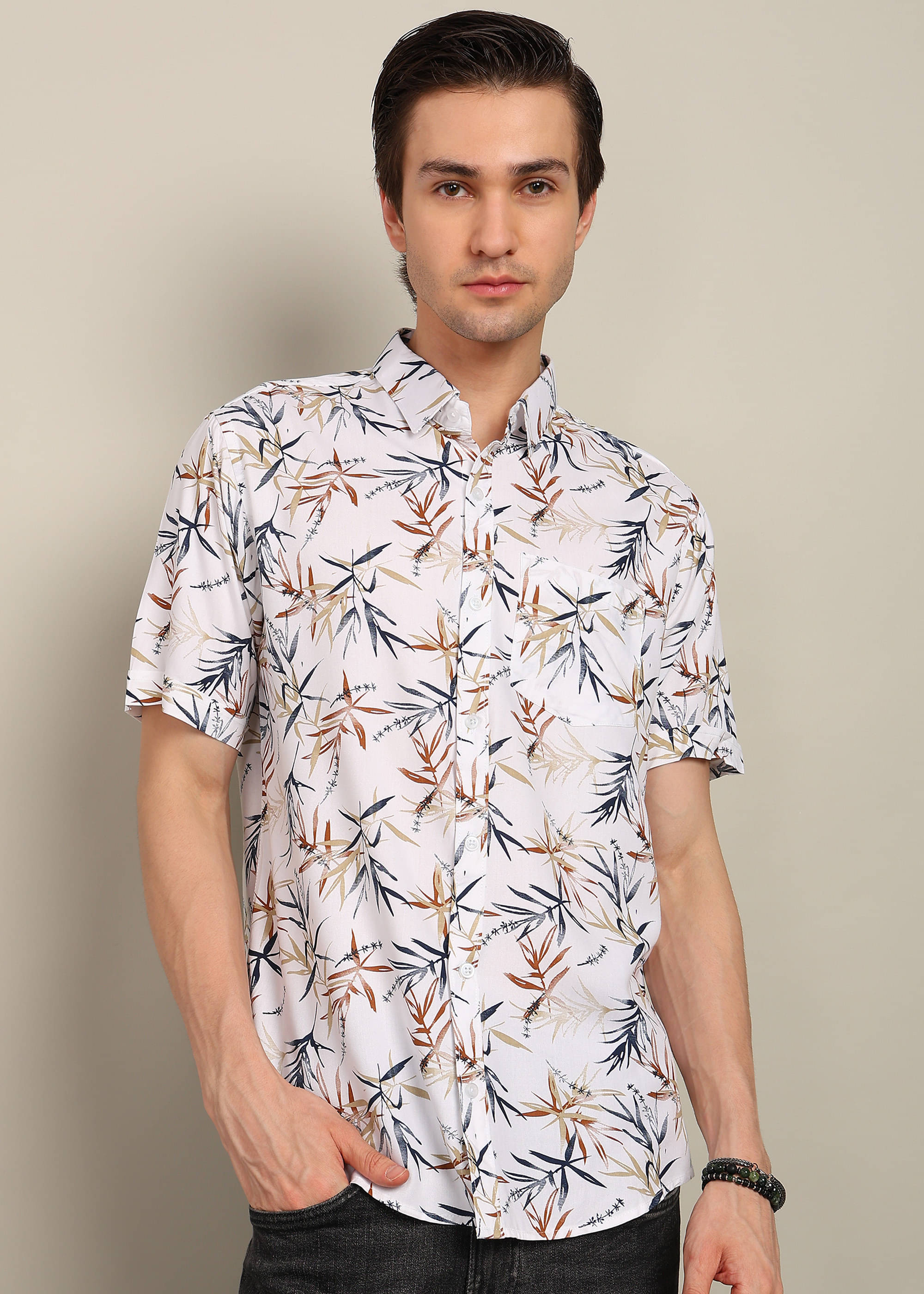 BLYNK Poly Cotton Regular Fit Printed Half Sleeves Men's Casual Shirt - Beige ( Pack of 1 ) BLYNK Poly Cotton Regular Fit Printed Half Sleeves Men's Casual Shirt - Beige ( Pack of 1 )