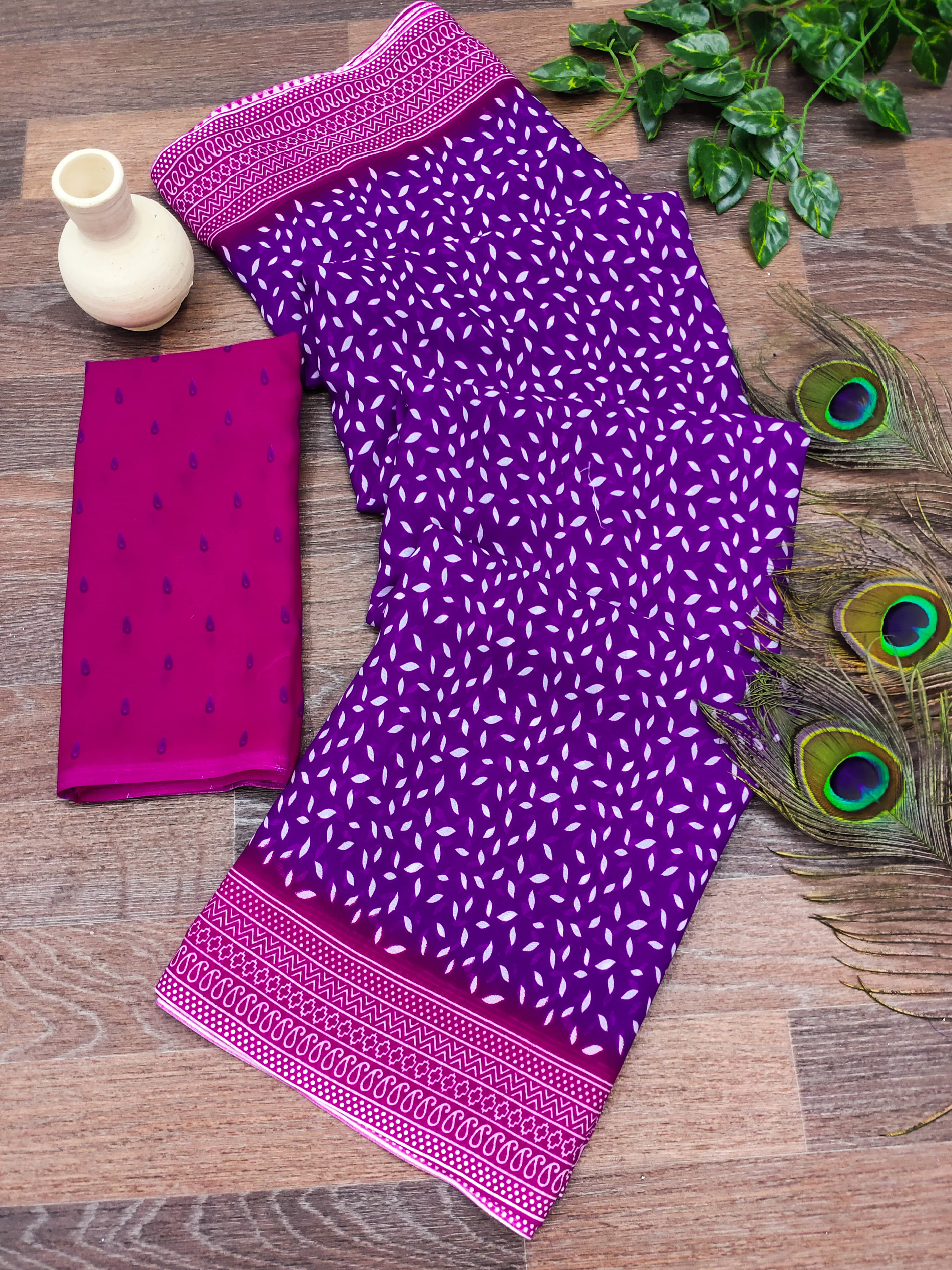 Kashvi Sarees Georgette Printed Chanderi saree With Unstitched Blouse Piece ( Purple ) Kashvi Sarees Georgette Printed Chanderi saree With Unstitched Blouse Piece ( Purple )