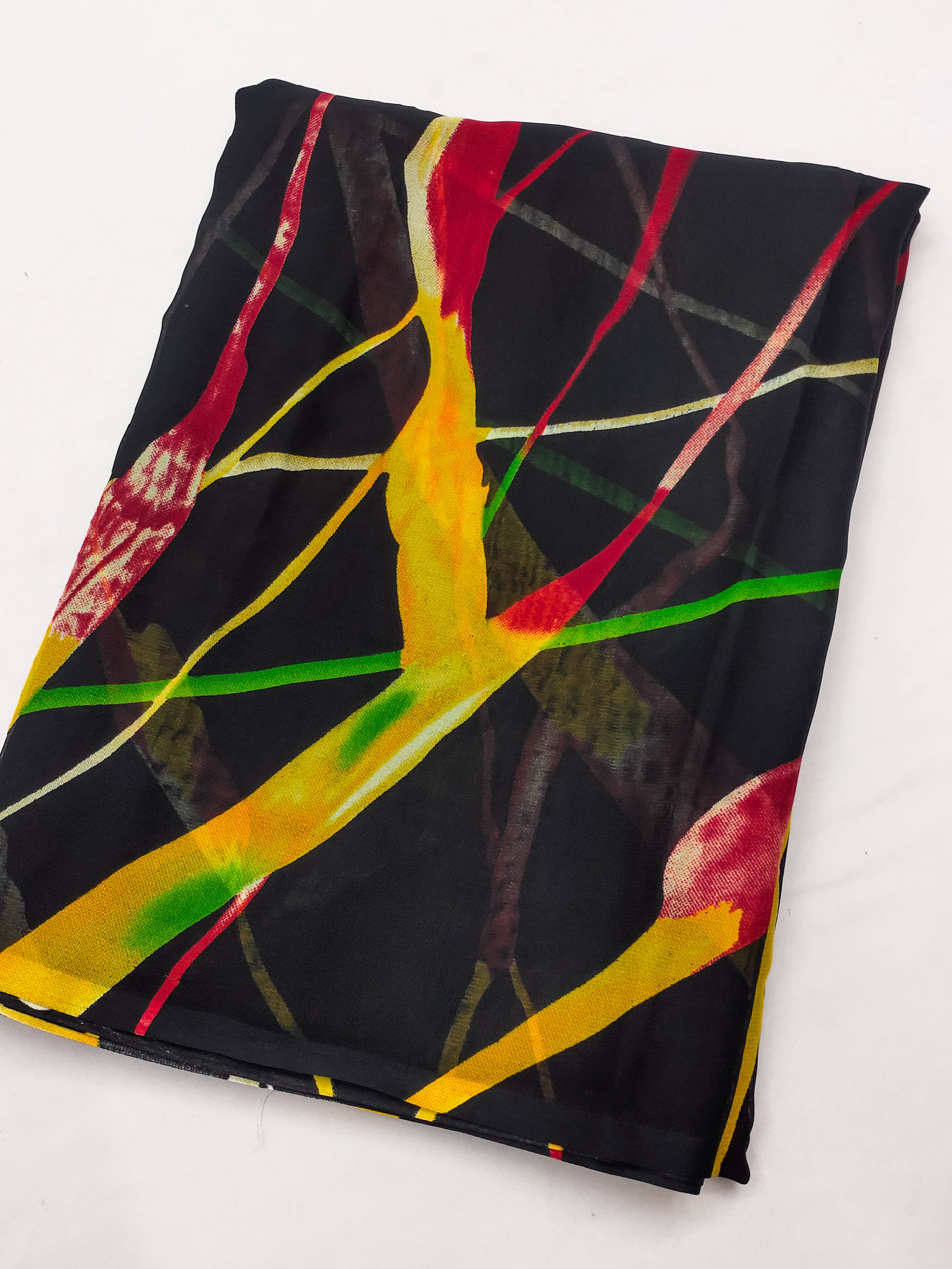     			Kashvi Sarees Georgette Printed Chanderi saree With Unstitched Blouse Piece ( Black )