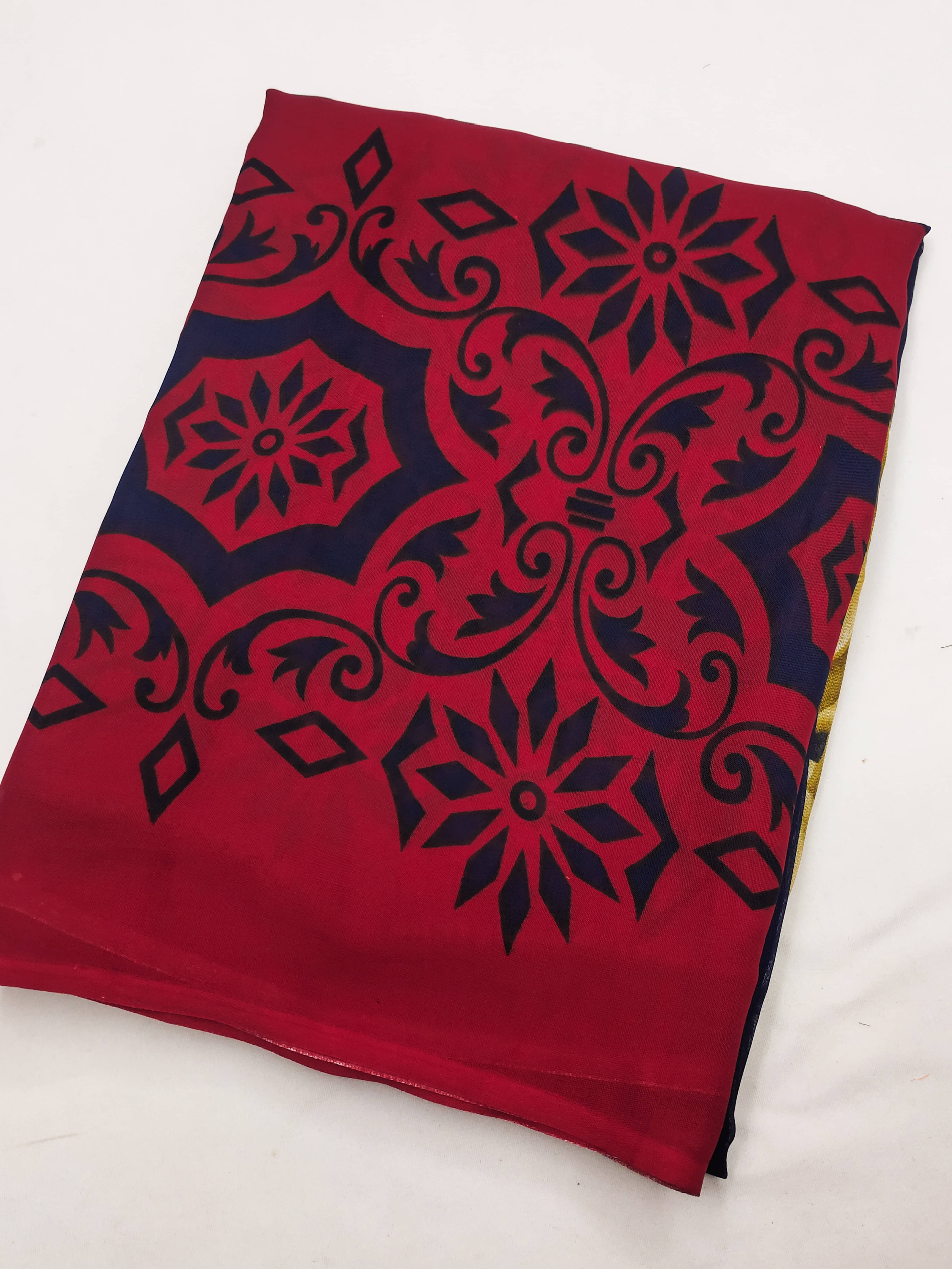 Kashvi Sarees Georgette Printed Chanderi saree With Unstitched Blouse Piece ( Red ) Kashvi Sarees Georgette Printed Chanderi saree With Unstitched Blouse Piece ( Red )