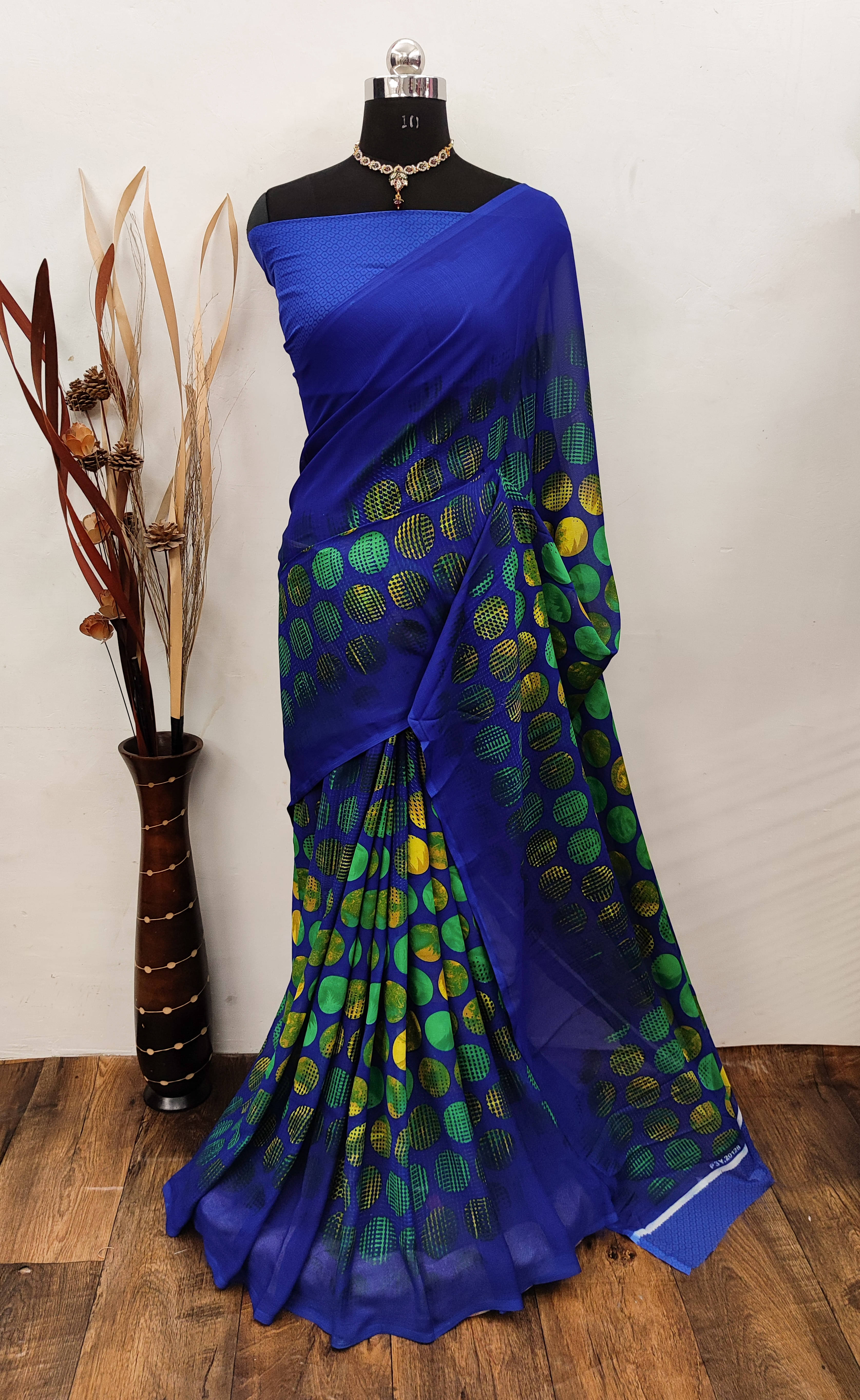 Kashvi Sarees Georgette Printed Chanderi saree With Unstitched Blouse Piece ( Blue ) Kashvi Sarees Georgette Printed Chanderi saree With Unstitched Blouse Piece ( Blue )