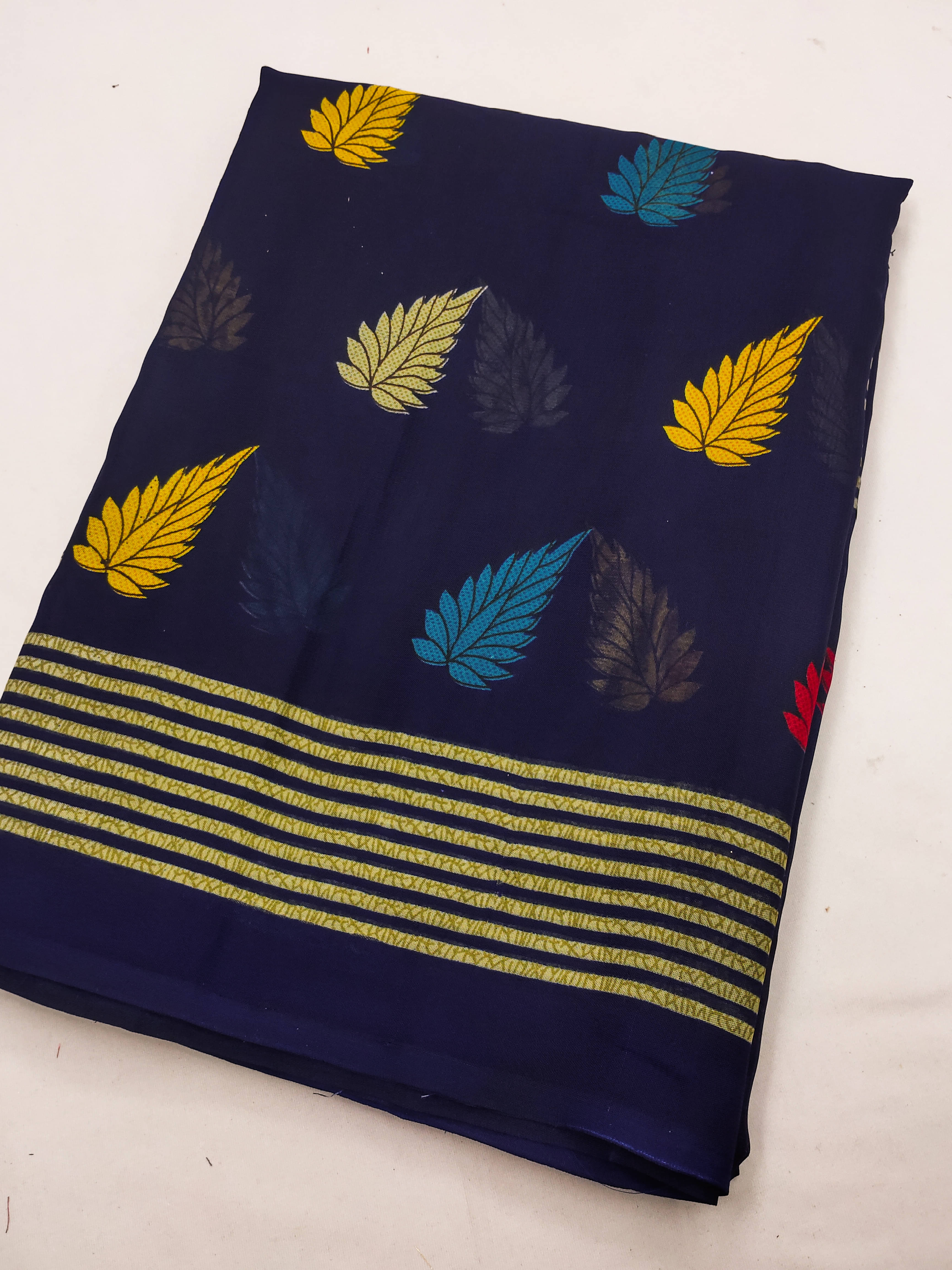     			Kashvi Sarees Georgette Printed Chanderi saree With Unstitched Blouse Piece ( Blue )