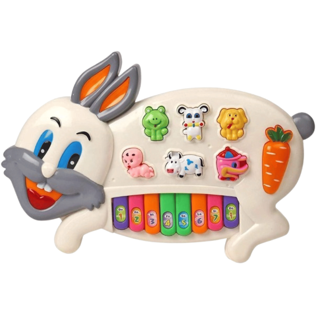     			Little Rabbit Musical Piano Toy for Kids with 8 Colorful Keys, 3 Music Modes, Flashing Lights, Animal Sound Buttons, Baby Keyboard Learning Toy for Toddlers (6-12 Months), Boys & Girls (Age 1-5 Years)