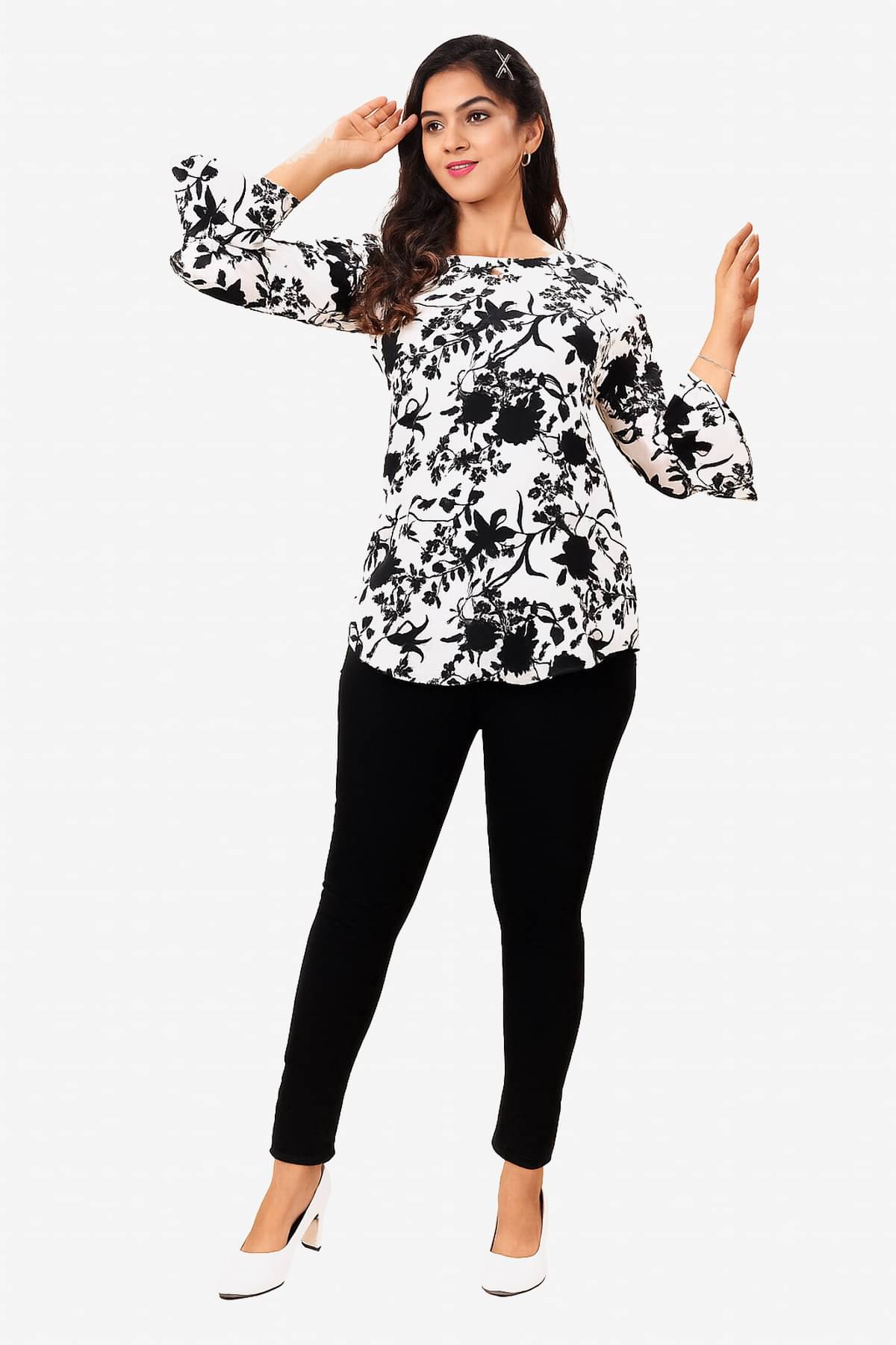     			Meher Impex Women's Crepe A-Line Top ( Black )