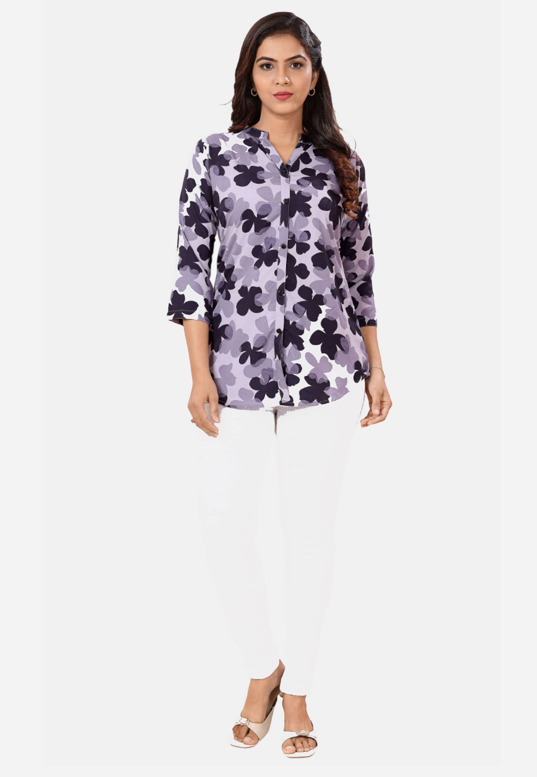     			Meher Impex Women's Crepe A-Line Top ( Lavender )