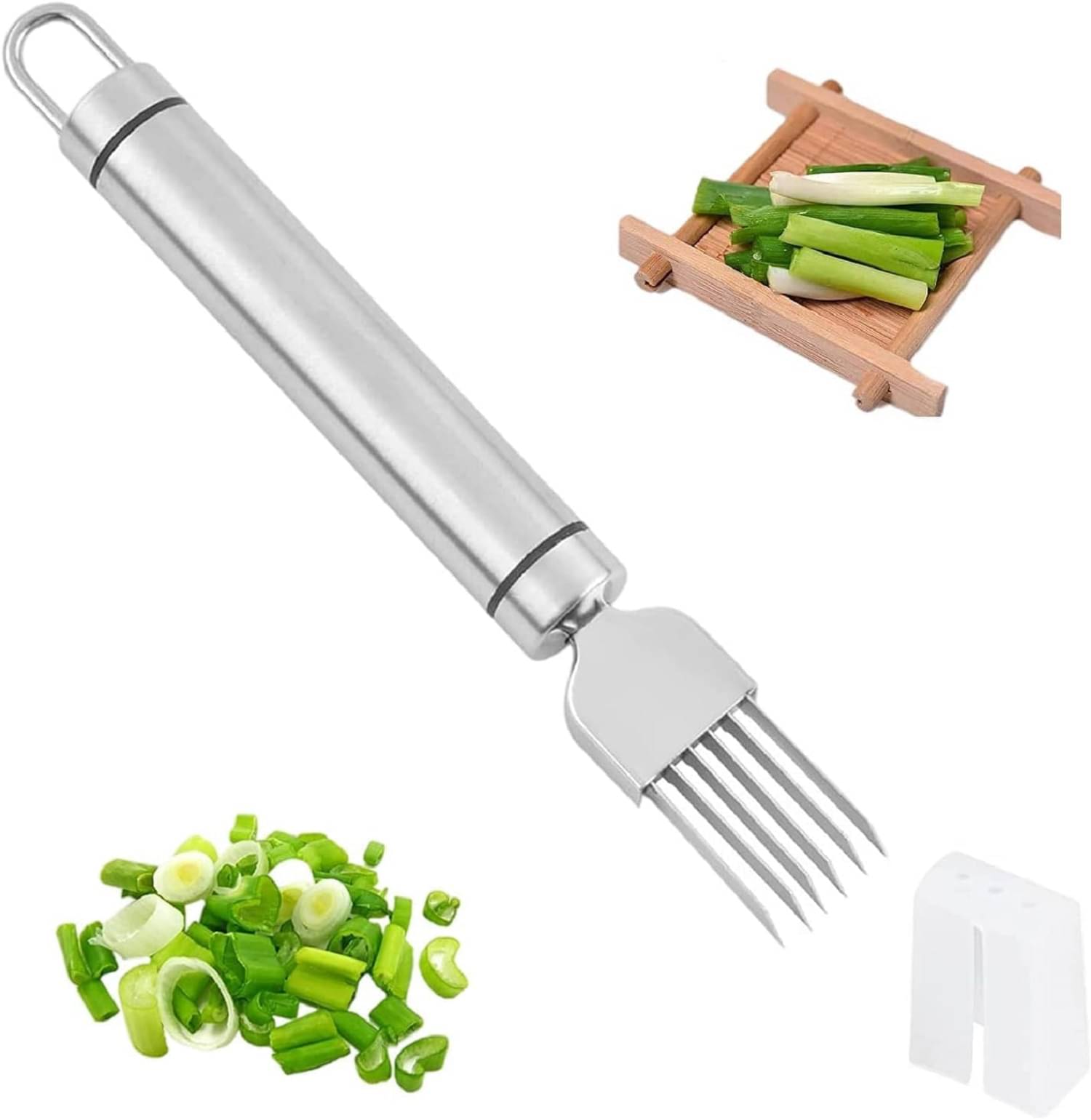     			Steel Scallion Slicer, Spring Onion Slicer, Onion Shredder Knife, Scallion Cutter, Fruit, Vegetables, Food, Garlic Chopper for Kitchen, Restaurant