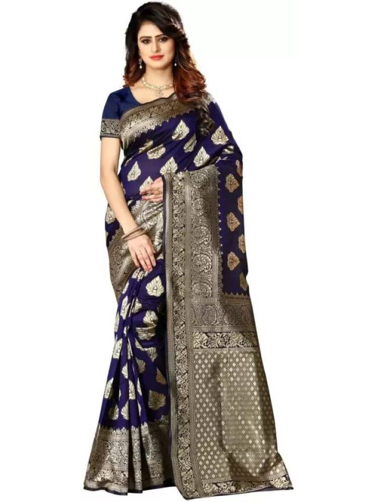     			Suali Art Silk Embellished Regular Saree With Unstitched Blouse Piece ( Navy Blue )