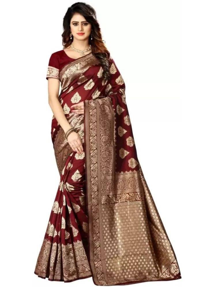 Vkaran Art Silk Embellished Regular Saree With Unstitched Blouse Piece ( Maroon ) Vkaran Art Silk Embellished Regular Saree With Unstitched Blouse Piece ( Maroon )