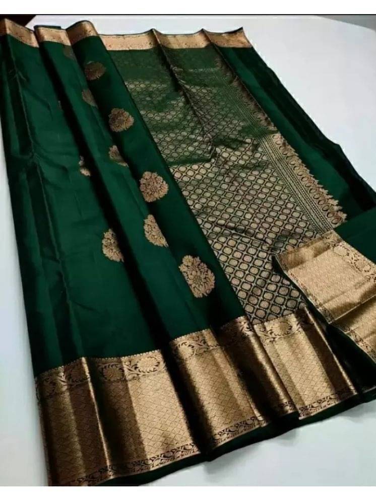     			Vkaran Art Silk Self Design Regular Saree With Unstitched Blouse Piece ( Green )