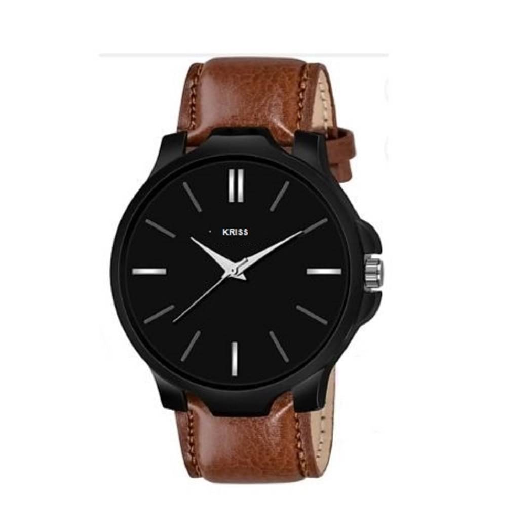     			kriss collection Brown Leather Analog Men's Watch