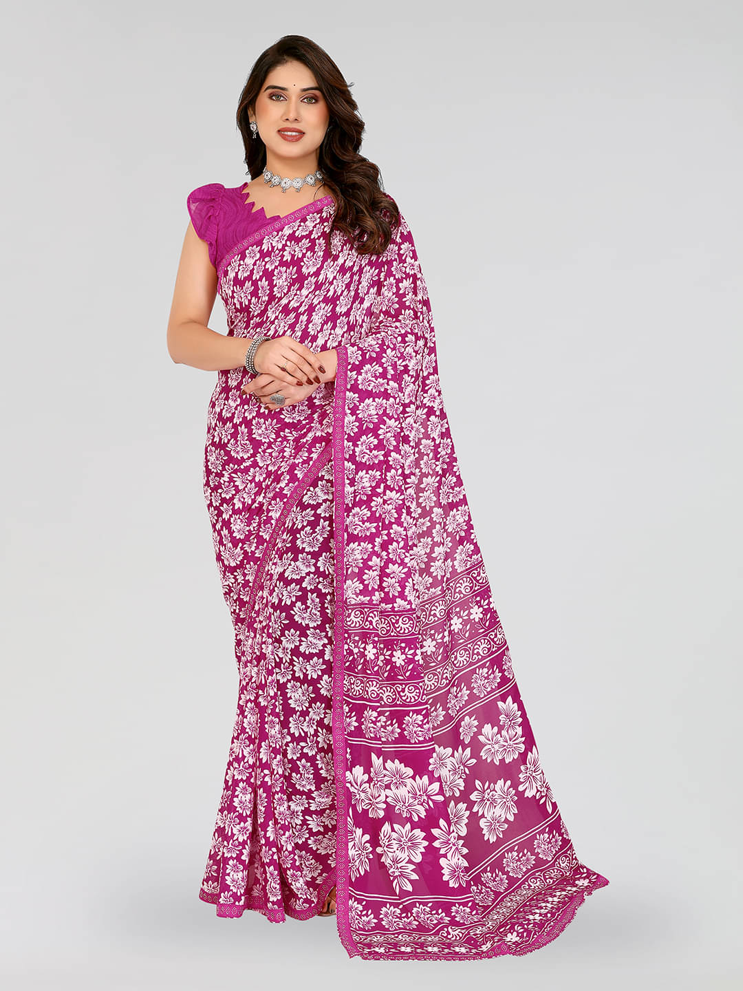 ANAND SAREES Georgette Embellished Chanderi saree With Unstitched Blouse Piece ( Pink ) ANAND SAREES Georgette Embellished Chanderi saree With Unstitched Blouse Piece ( Pink )