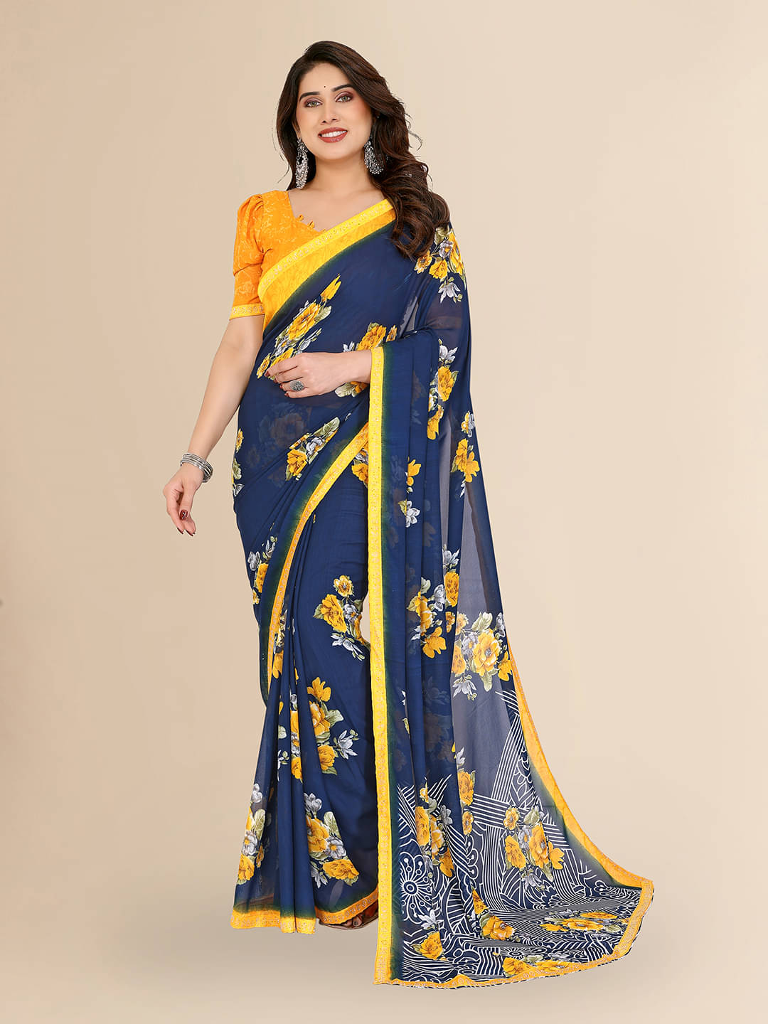 ANAND SAREES Georgette Embellished Chanderi saree With Unstitched Blouse Piece ( Turquoise ) ANAND SAREES Georgette Embellished Chanderi saree With Unstitched Blouse Piece ( Turquoise )