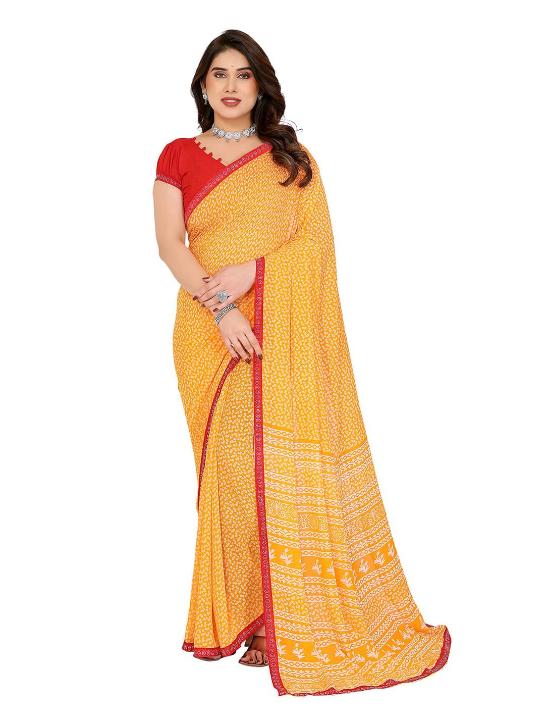 ANAND SAREES Georgette Embellished Chanderi saree With Unstitched Blouse Piece ( Yellow ) ANAND SAREES Georgette Embellished Chanderi saree With Unstitched Blouse Piece ( Yellow )