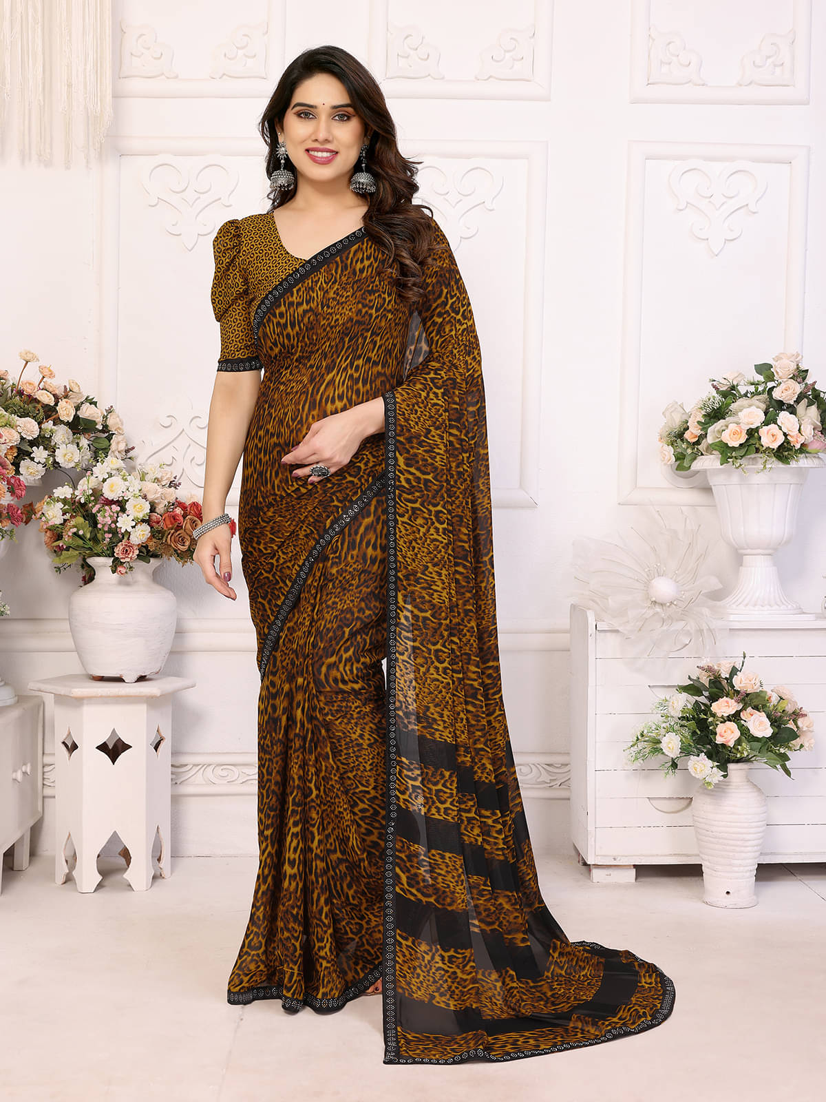 ANAND SAREES Georgette Embellished Chanderi saree With Unstitched Blouse Piece ( Yellow ) ANAND SAREES Georgette Embellished Chanderi saree With Unstitched Blouse Piece ( Yellow )