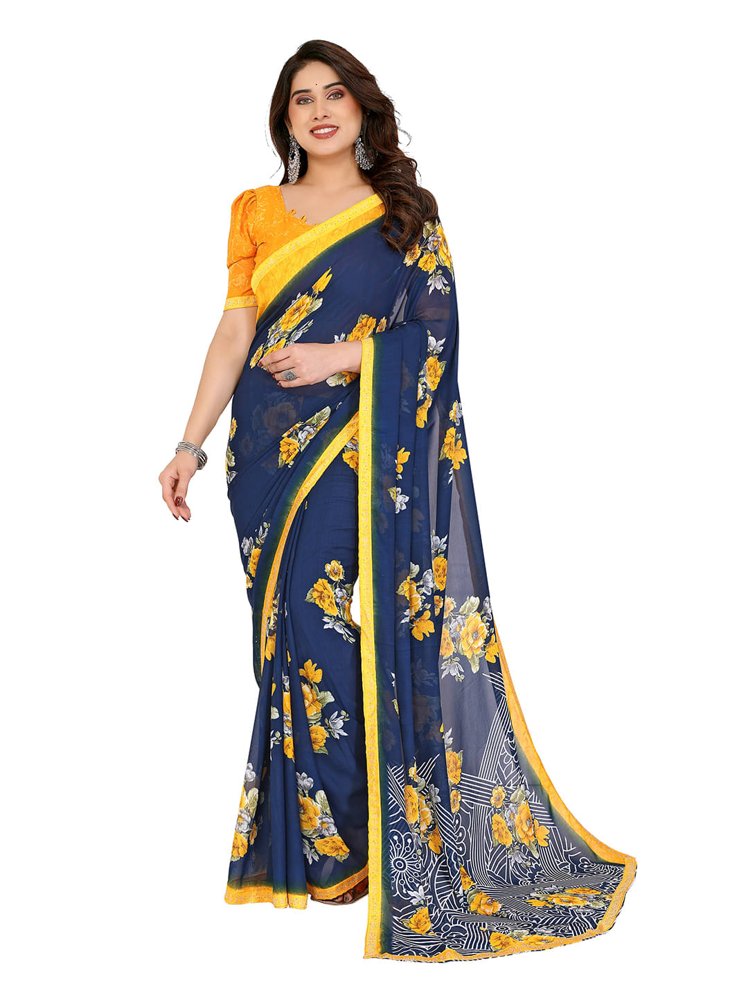 ANAND SAREES Georgette Embellished Chanderi saree With Unstitched Blouse Piece ( Turquoise ) ANAND SAREES Georgette Embellished Chanderi saree With Unstitched Blouse Piece ( Turquoise )