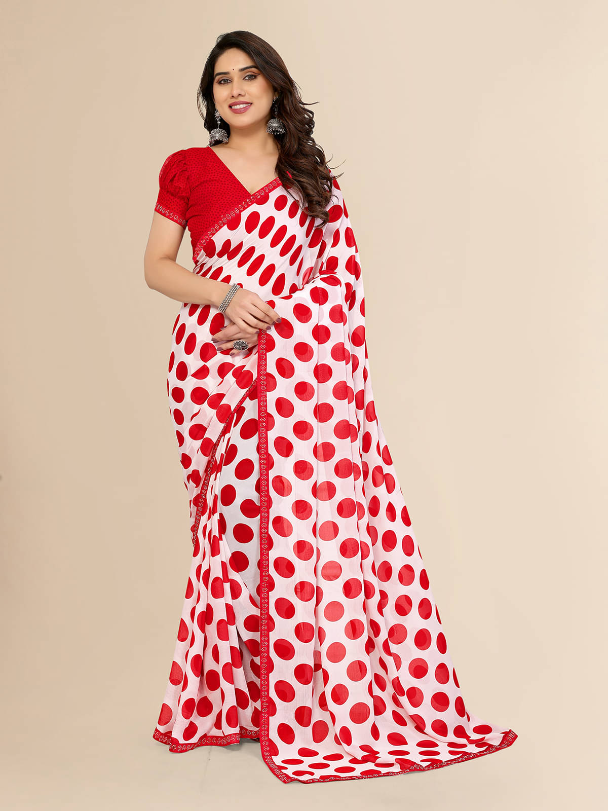 ANAND SAREES Georgette Embellished Chanderi saree With Unstitched Blouse Piece ( White ) ANAND SAREES Georgette Embellished Chanderi saree With Unstitched Blouse Piece ( White )