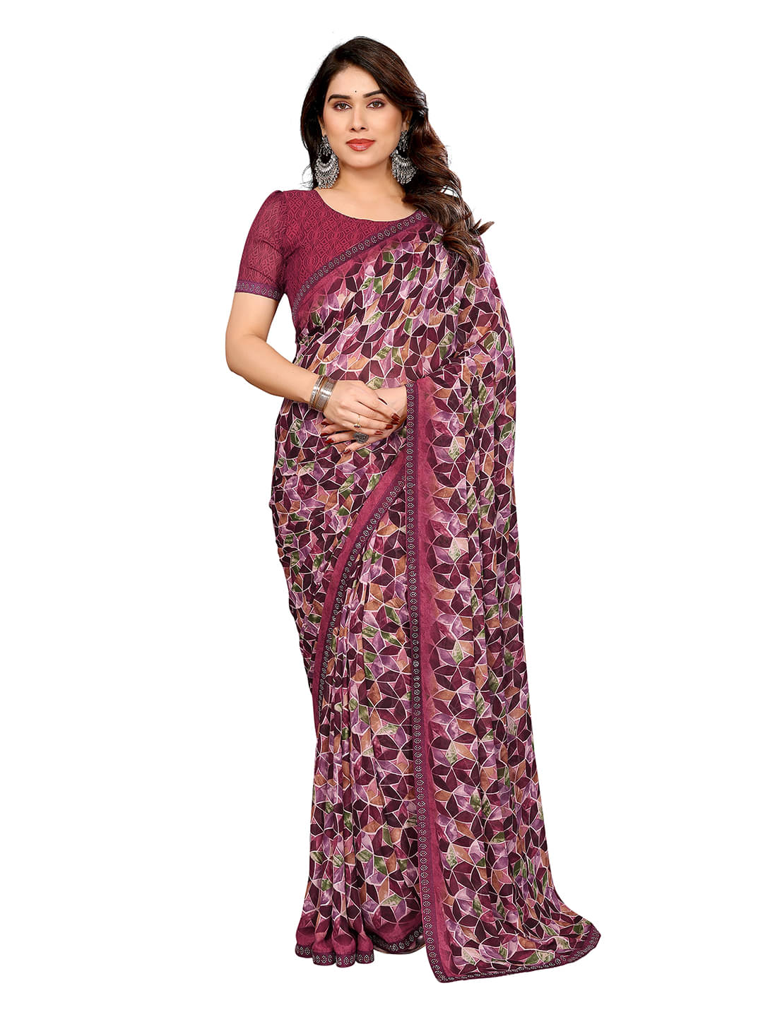 ANAND SAREES Georgette Embellished Chanderi saree With Unstitched Blouse Piece ( Pink ) ANAND SAREES Georgette Embellished Chanderi saree With Unstitched Blouse Piece ( Pink )