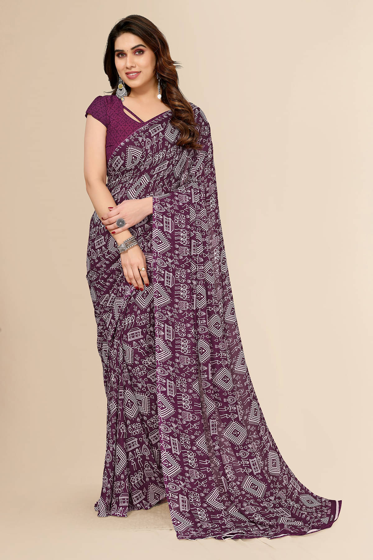 ANAND SAREES Georgette Printed Chanderi saree With Unstitched Blouse Piece ( Pink ) ANAND SAREES Georgette Printed Chanderi saree With Unstitched Blouse Piece ( Pink )