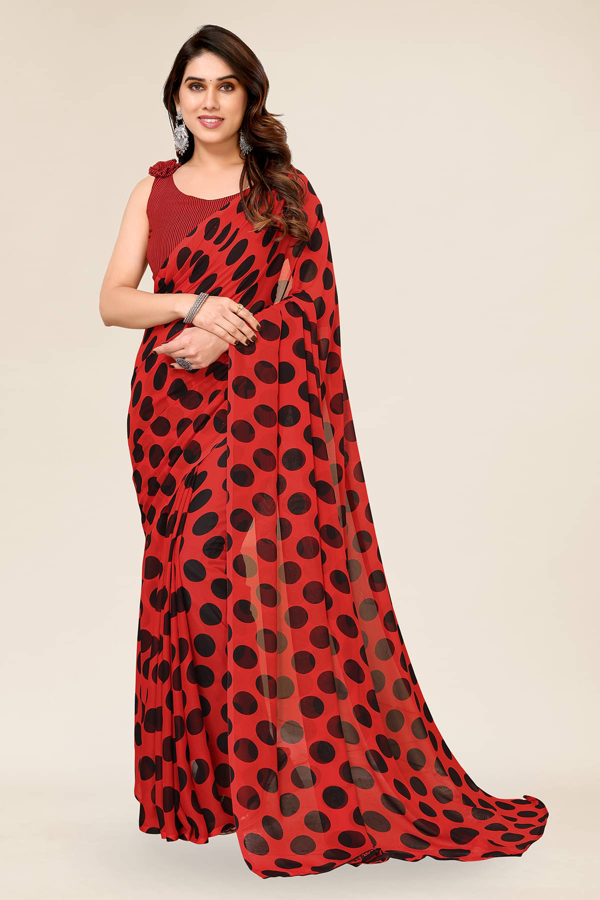 ANAND SAREES Georgette Printed Chanderi saree With Unstitched Blouse Piece ( Red ) ANAND SAREES Georgette Printed Chanderi saree With Unstitched Blouse Piece ( Red )