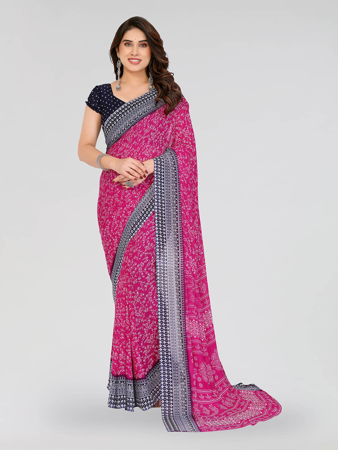 ANAND SAREES Georgette Printed Chanderi saree With Unstitched Blouse Piece ( Pink ) ANAND SAREES Georgette Printed Chanderi saree With Unstitched Blouse Piece ( Pink )