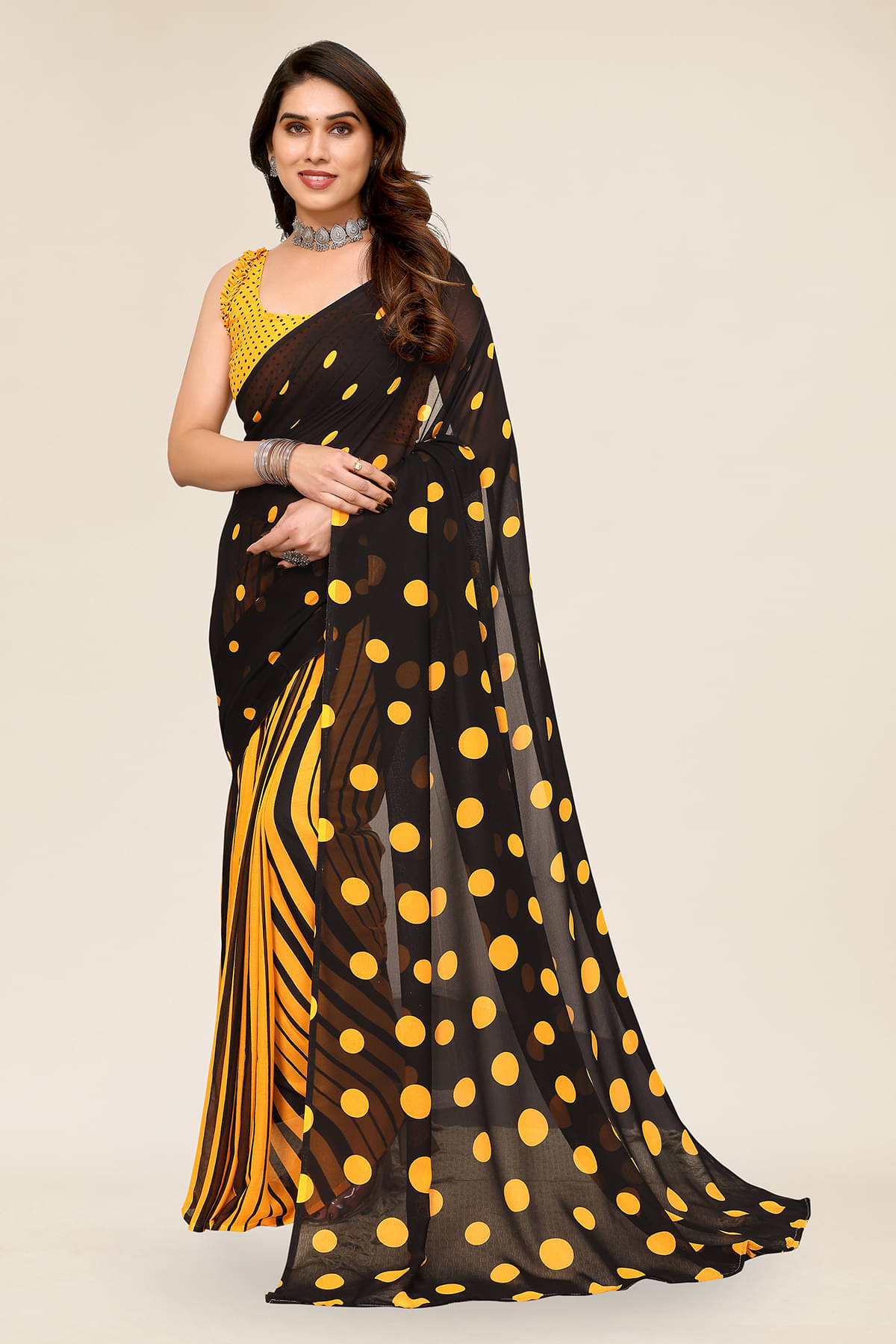 ANAND SAREES Georgette Printed Chanderi saree With Unstitched Blouse Piece ( Yellow ) ANAND SAREES Georgette Printed Chanderi saree With Unstitched Blouse Piece ( Yellow )