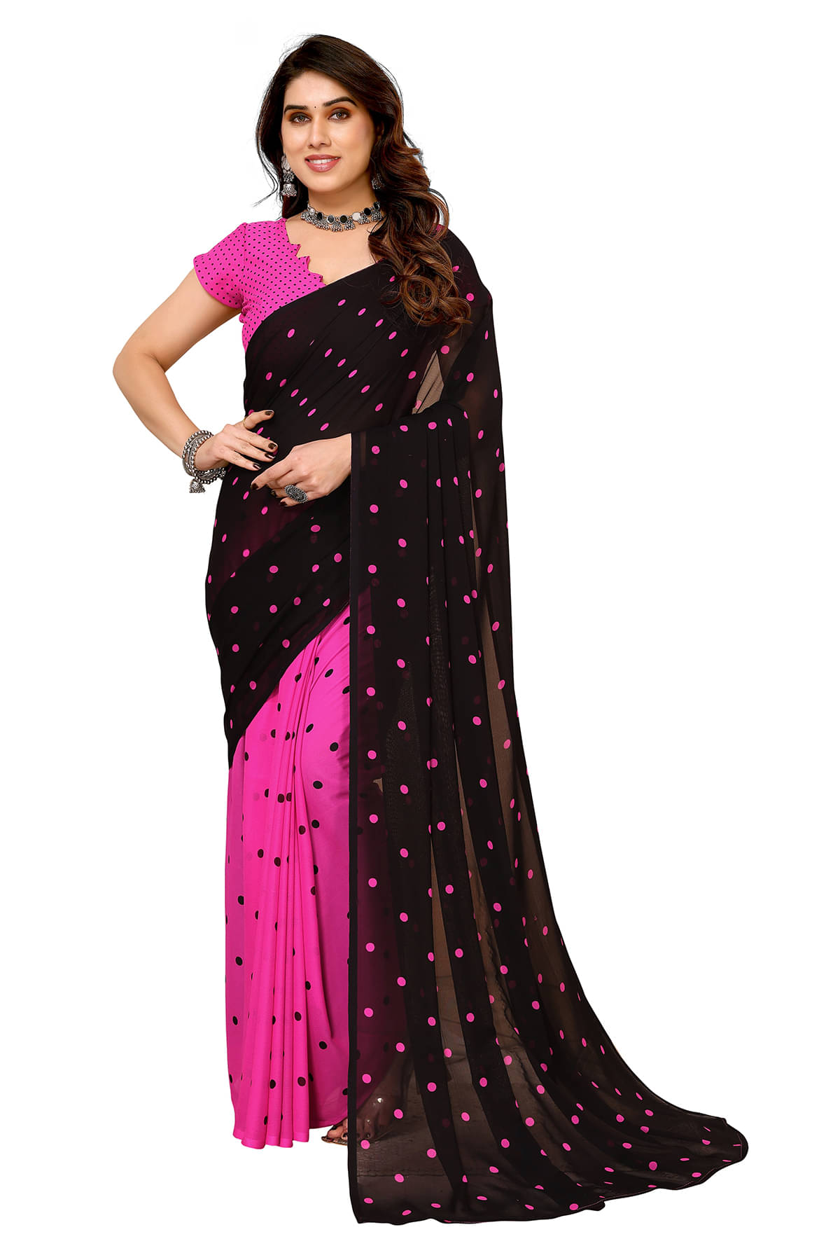 ANAND SAREES Georgette Printed Chanderi saree With Unstitched Blouse Piece ( Pink ) ANAND SAREES Georgette Printed Chanderi saree With Unstitched Blouse Piece ( Pink )