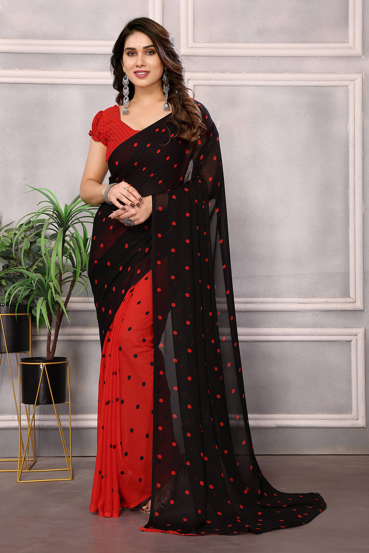 ANAND SAREES Georgette Printed Chanderi saree With Unstitched Blouse Piece ( Red ) ANAND SAREES Georgette Printed Chanderi saree With Unstitched Blouse Piece ( Red )