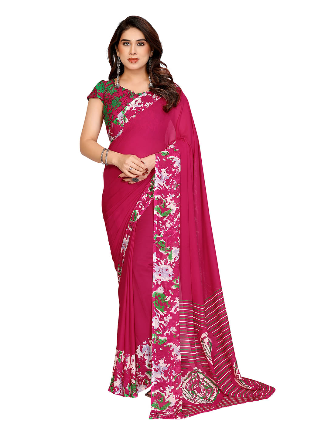ANAND SAREES Georgette Printed Chanderi saree With Unstitched Blouse Piece ( Pink ) ANAND SAREES Georgette Printed Chanderi saree With Unstitched Blouse Piece ( Pink )