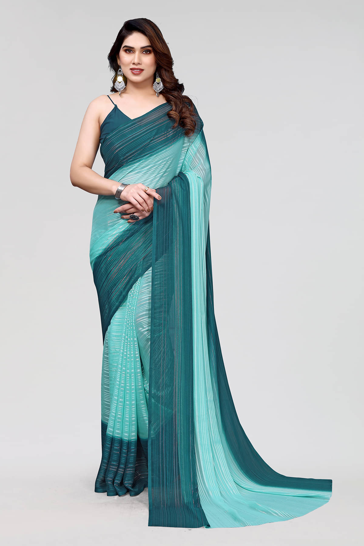 ANAND SAREES Satin Embellished Chanderi saree With Unstitched Blouse Piece ( Sky Blue ) ANAND SAREES Satin Embellished Chanderi saree With Unstitched Blouse Piece ( Sky Blue )