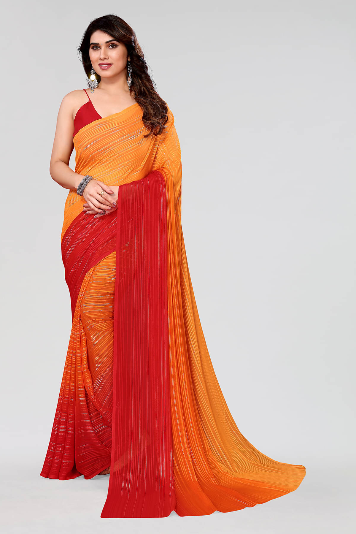     			ANAND SAREES Satin Embellished Chanderi saree With Unstitched Blouse Piece ( Yellow1 )