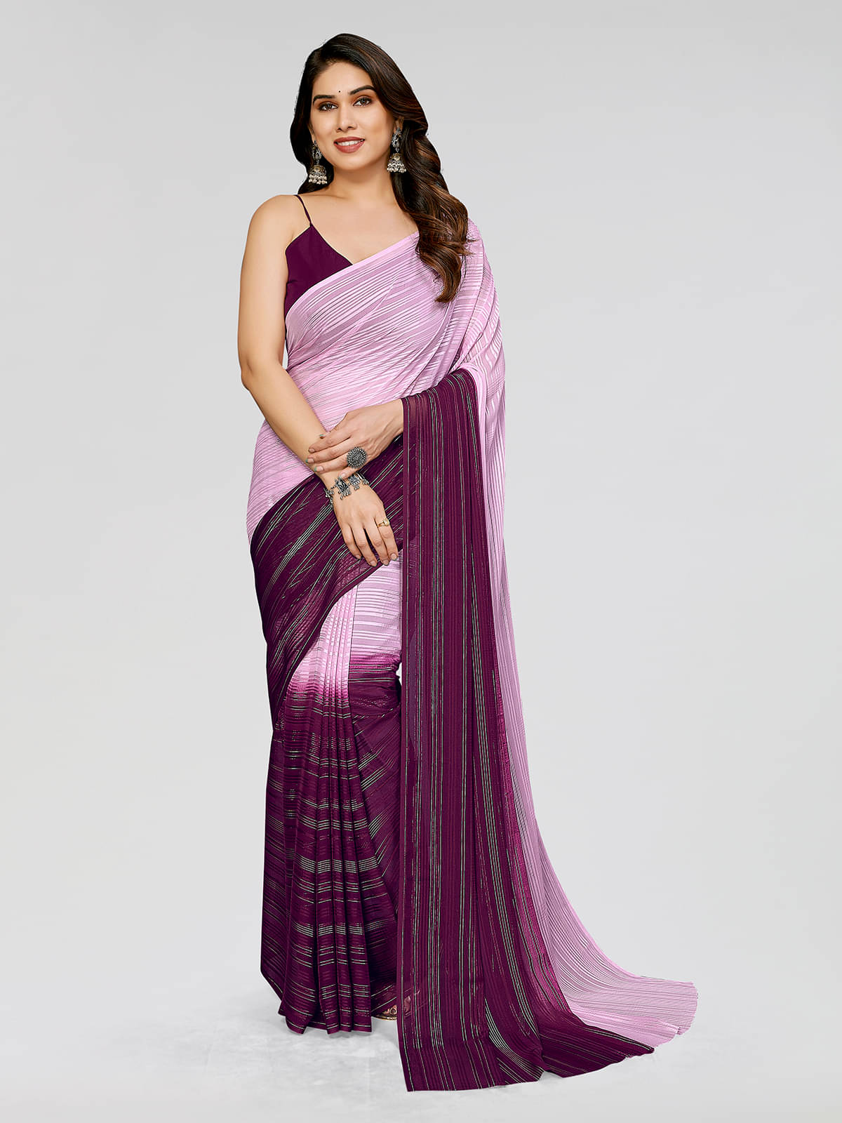 ANAND SAREES Satin Embellished Chanderi saree With Unstitched Blouse Piece ( Rani ) ANAND SAREES Satin Embellished Chanderi saree With Unstitched Blouse Piece ( Rani )
