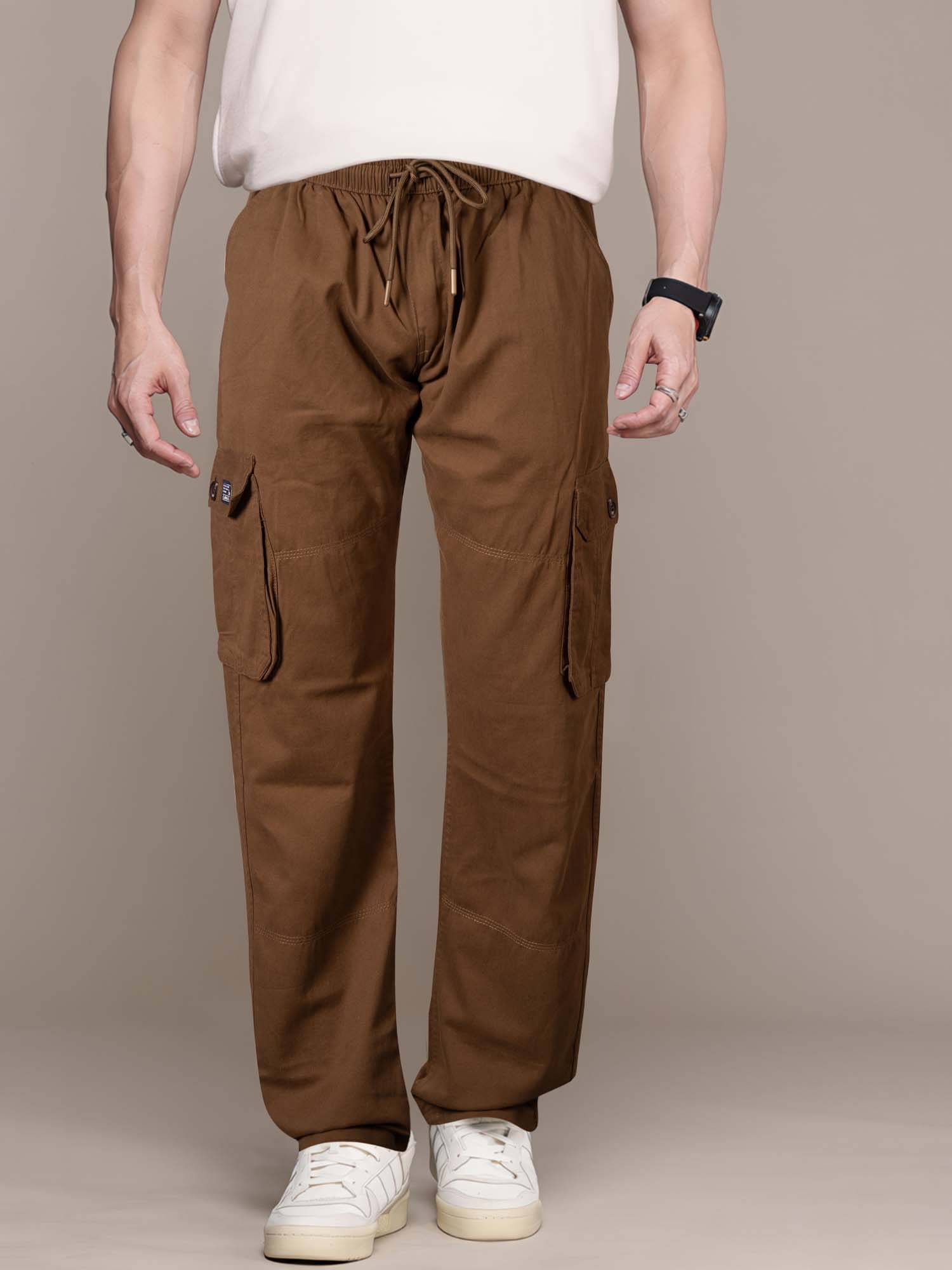     			JB JUST BLACK Relax Flat Men's Cargos - Brown ( Pack of 1 )