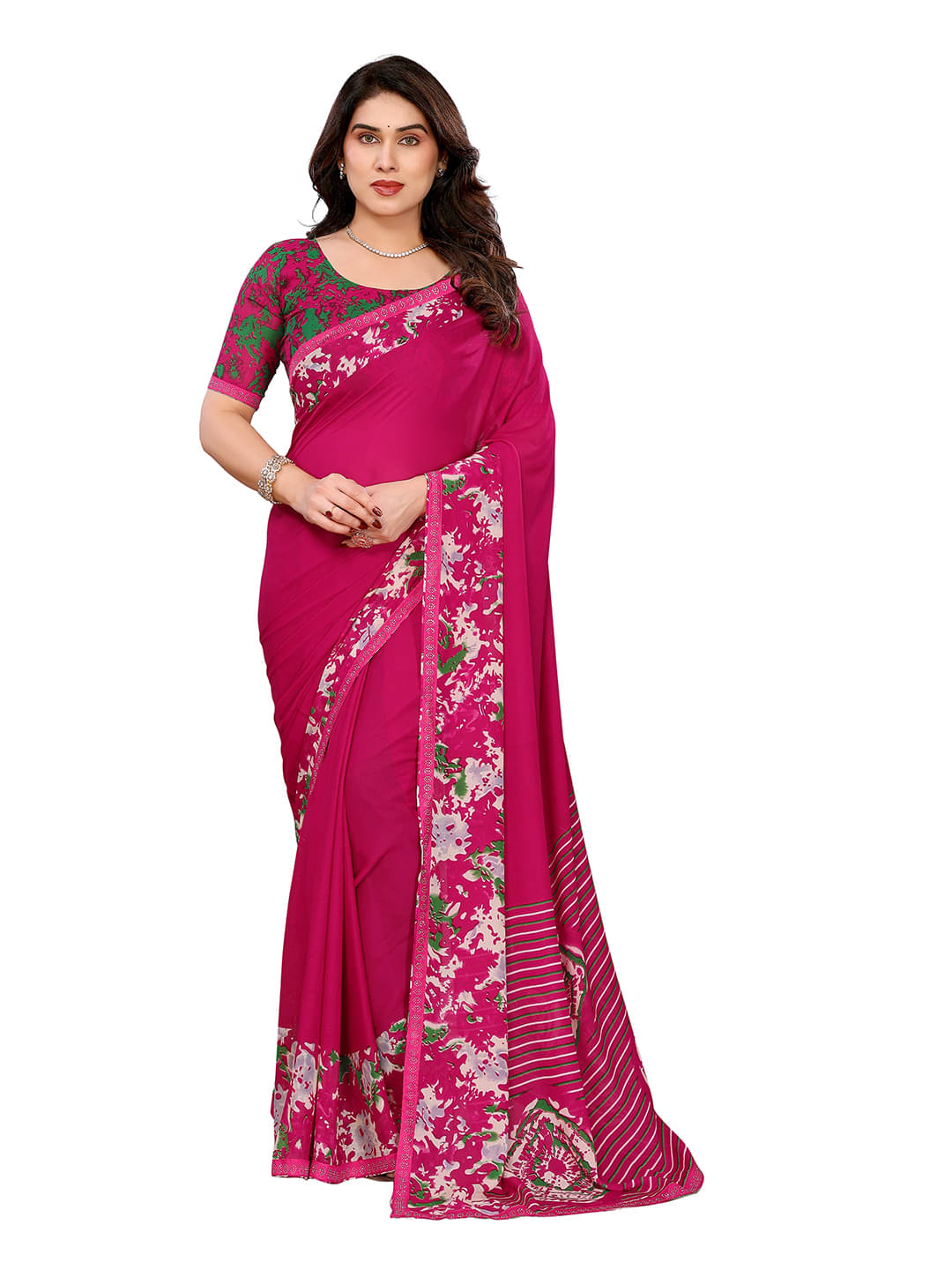 Kashvi Sarees Georgette Embellished Chanderi saree With Unstitched Blouse Piece ( Pink ) Kashvi Sarees Georgette Embellished Chanderi saree With Unstitched Blouse Piece ( Pink )