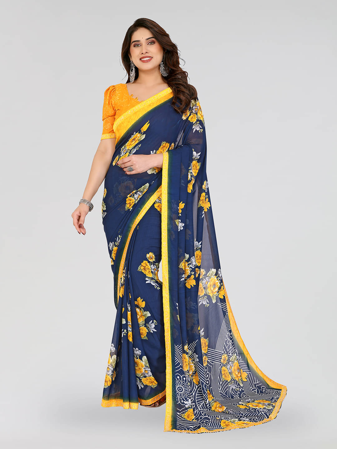 Kashvi Sarees Georgette Embellished Chanderi saree With Unstitched Blouse Piece ( Turquoise ) Kashvi Sarees Georgette Embellished Chanderi saree With Unstitched Blouse Piece ( Turquoise )